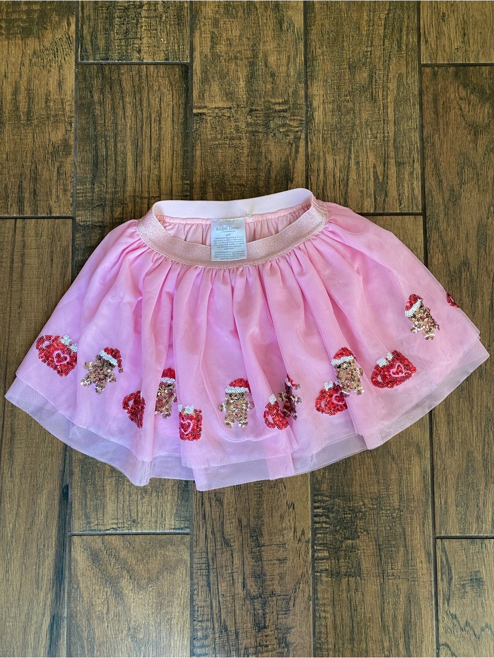 Angel Dear Pink Sequin Tutu Skirt with Red Accents 4-6Y